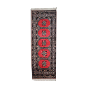 Tapis vintage ouzbek bukhara fait main 65cm x 170cm 1960s, 1c712
