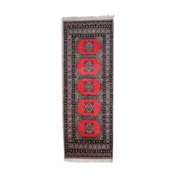 Vintage carpet Uzbek Bukhara handmade 65cm x 170cm 1960s, 1C712