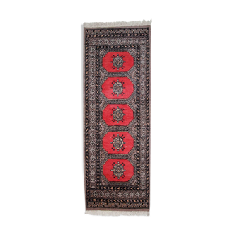 Vintage carpet Uzbek Bukhara handmade 65cm x 170cm 1960s, 1C712