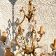 Retro bronze and crystal tassel chandelier - 6-light pendant lamp