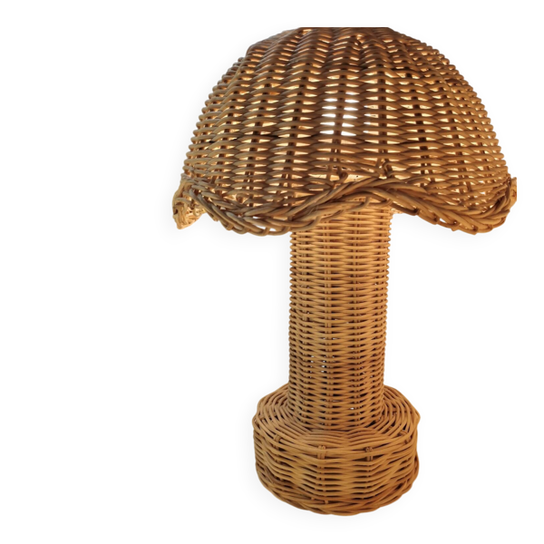 Lampe à poser en rotin tresse
