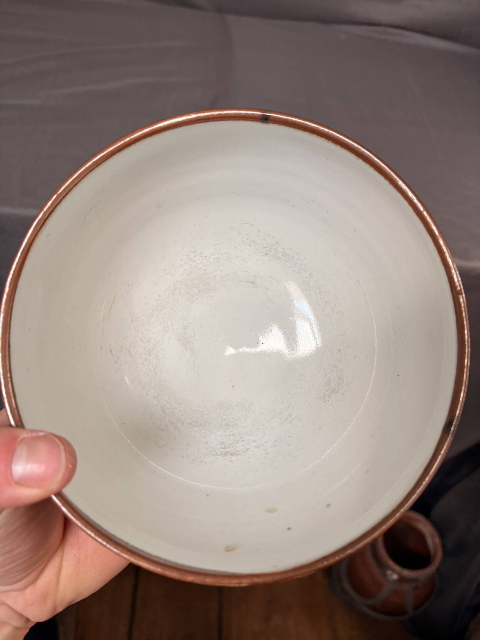 Ancient Bowl Tea Chawan Japan Mingei Ceramic Blue Brown