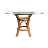 Table à manger rotin et verre
