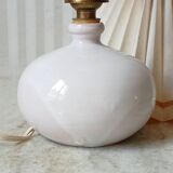 Enamelled terracotta lamp signed, pleated lampshade 1960