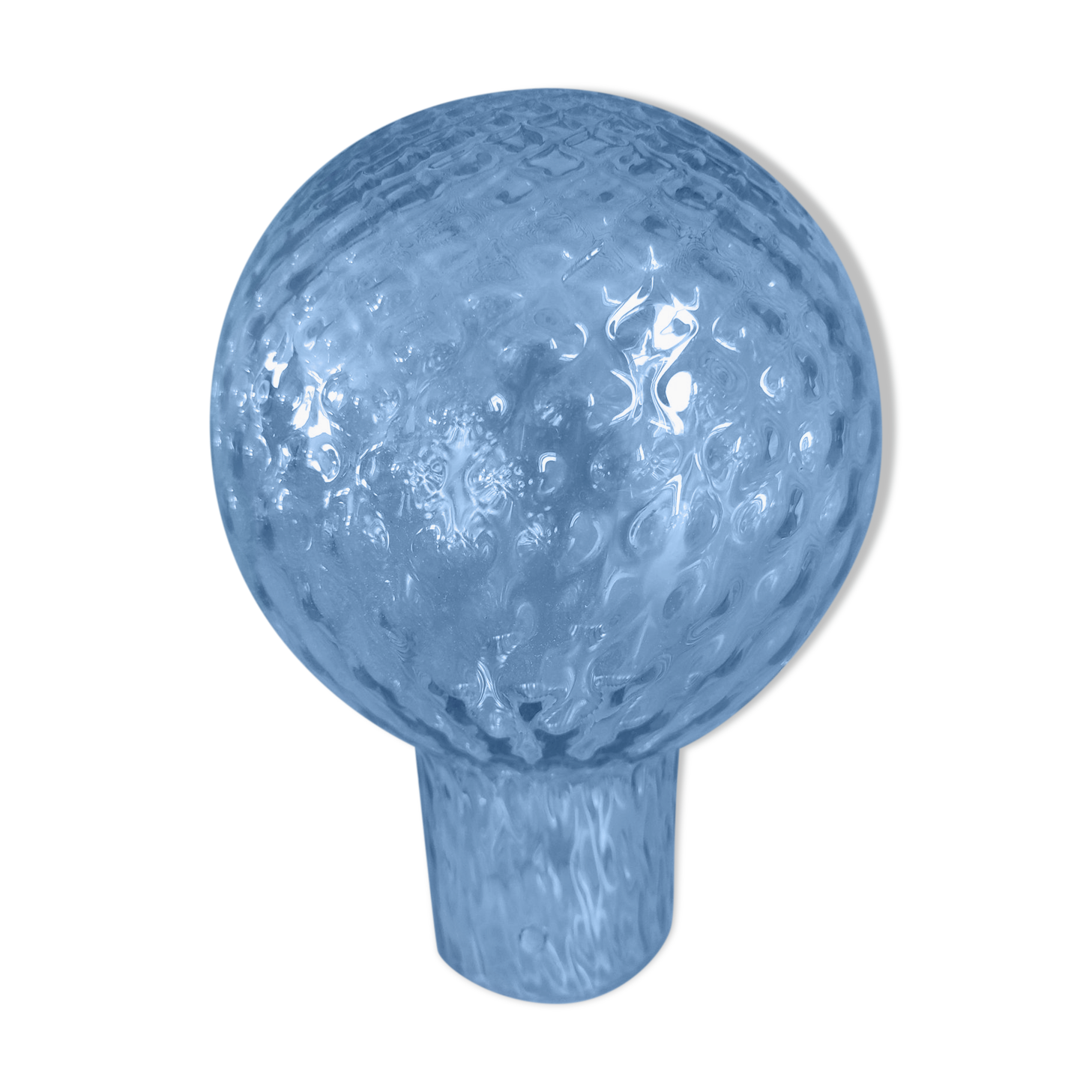 Old luminaire blown glass color blue ball