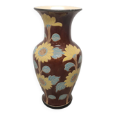 Grand vase vintage avec tournesols, années 1950/70