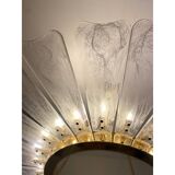 Contemporary Venied-White "Marguerite" Murano Style Glass Gold Chandelier