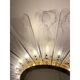 Lustre contemporain en verre de Murano de style "Marguerite" veiné-blanc doré