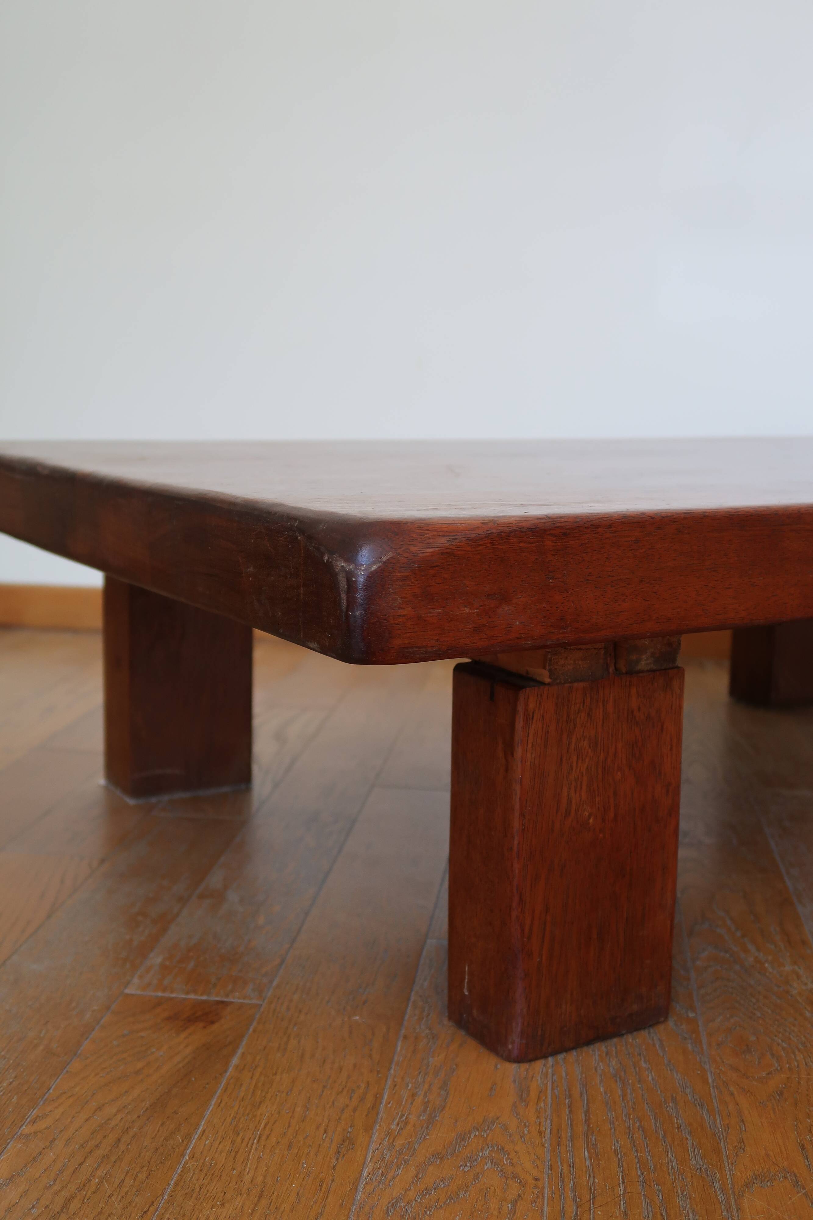 Brutalist coffee table in solid oak