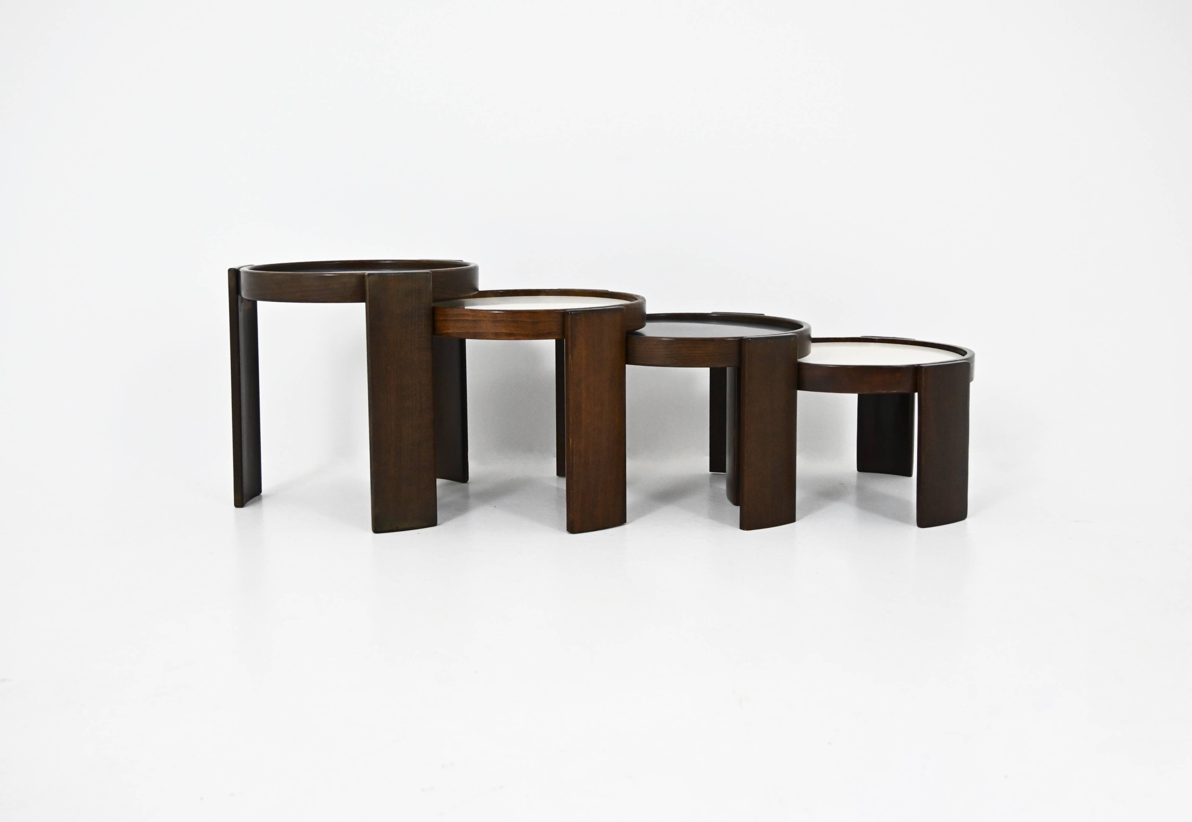 Nest tables model 780, created by Gianfranco Frattini for Cassina, year