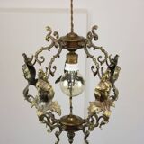 Vintage Patinated Bronze Figural Pendant Lamp