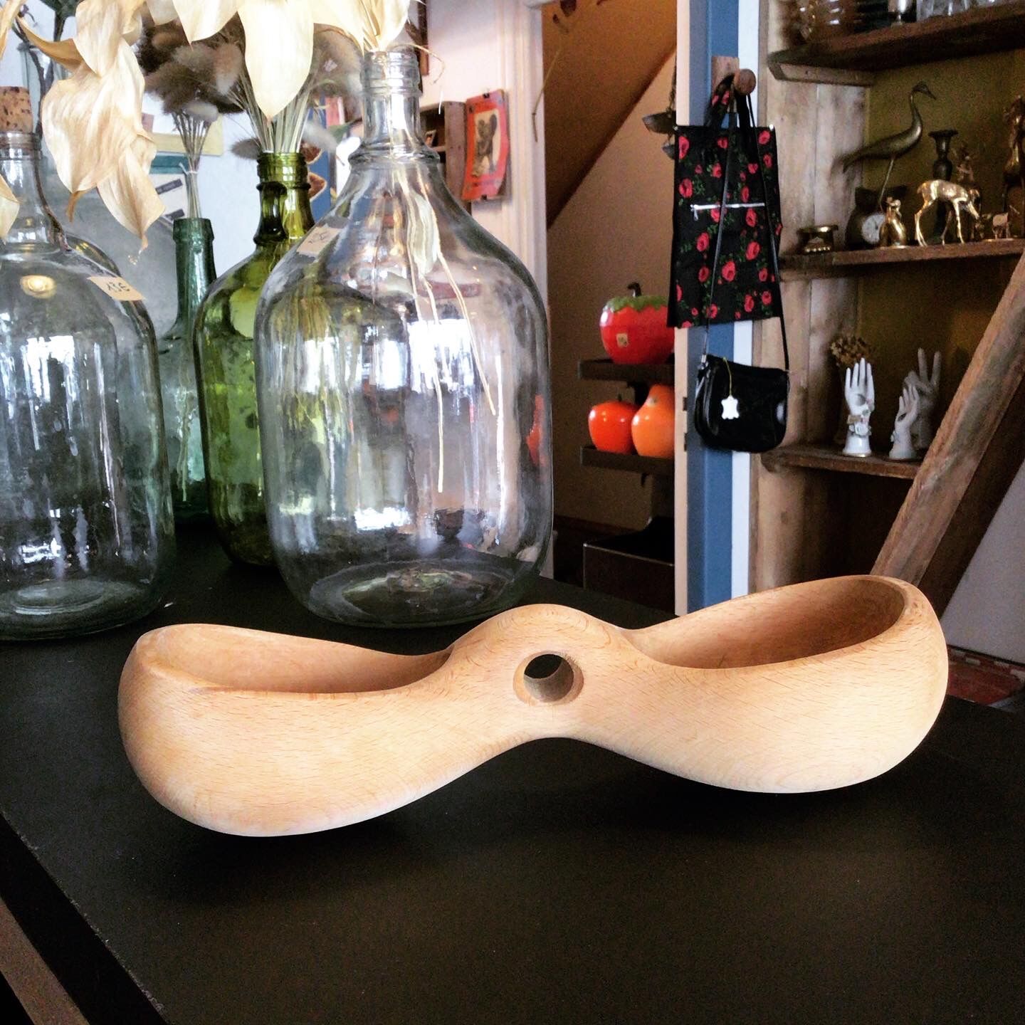 Double solid wood bowl