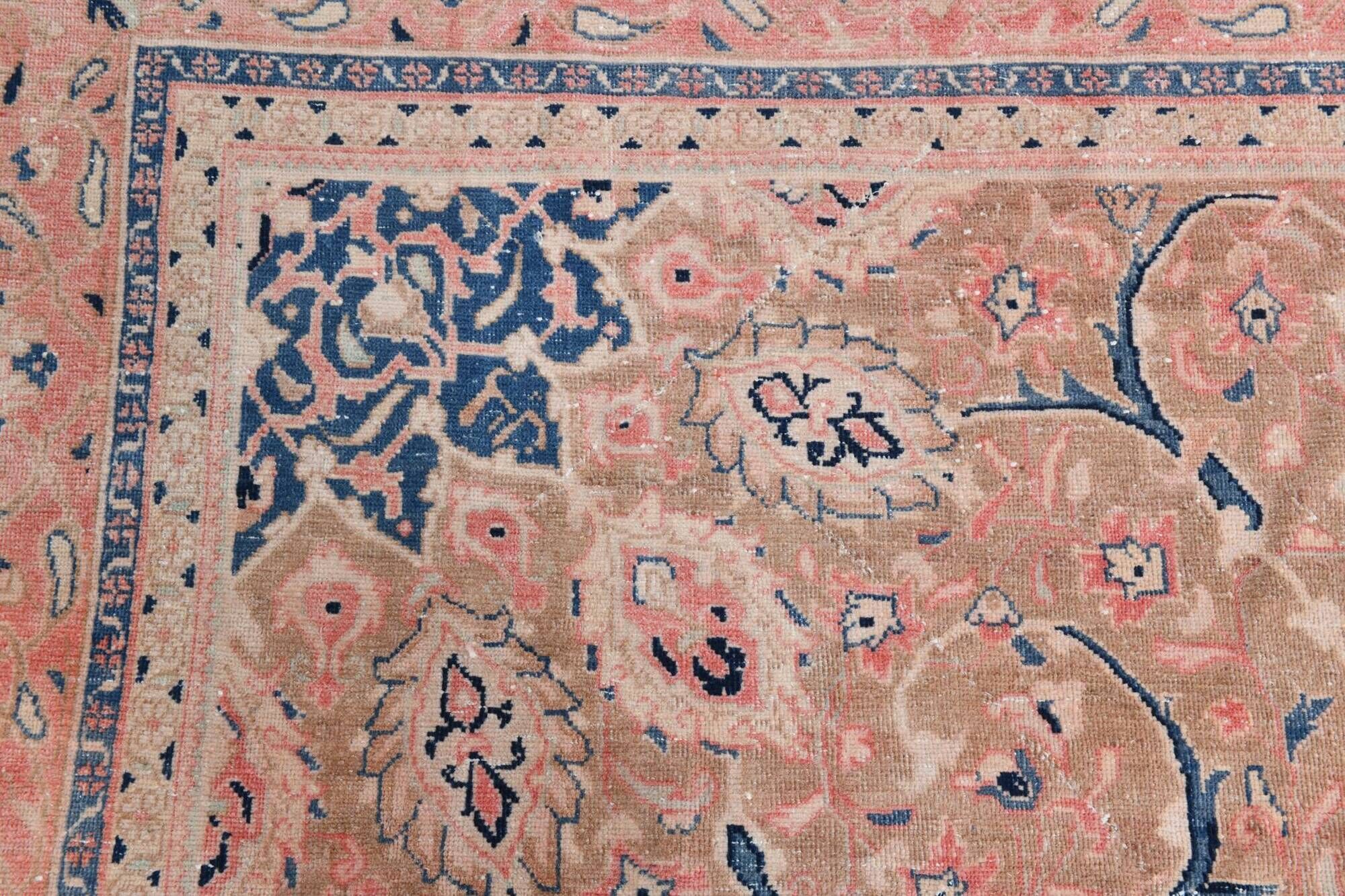 Tapis persan classique antique 57s rose blush bleu 10x13, 293x388 cm