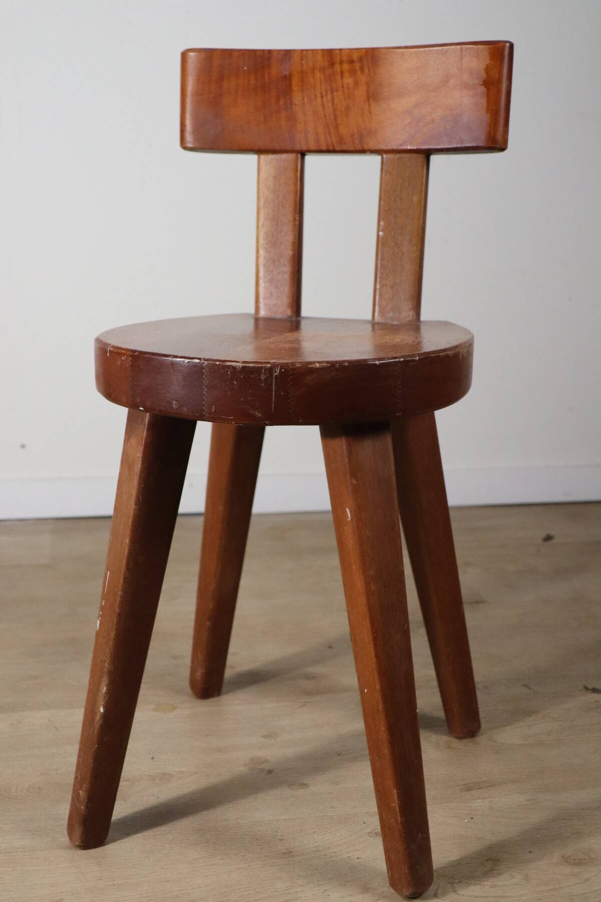 Chaise en acajou par Christian Durupt - Méribel - 1960