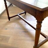 Louis XVI style flat desk in solid oak 19th century