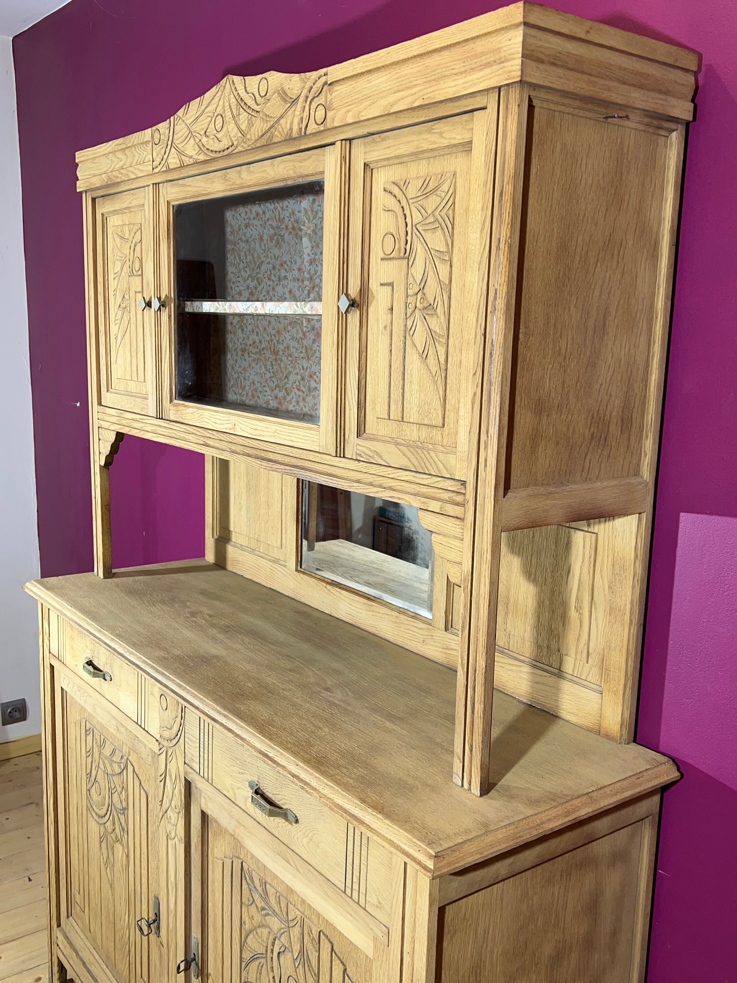 Buffet cupboard in oak brut art deco 1940-50