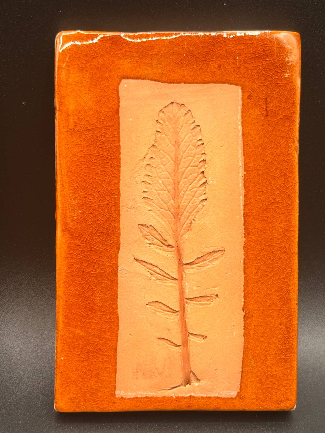 Vintage decorative tiles by Roger Capron – Embossed leaves
