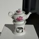 Complete porcelain teapot and warmer with pink floral decoration H18
