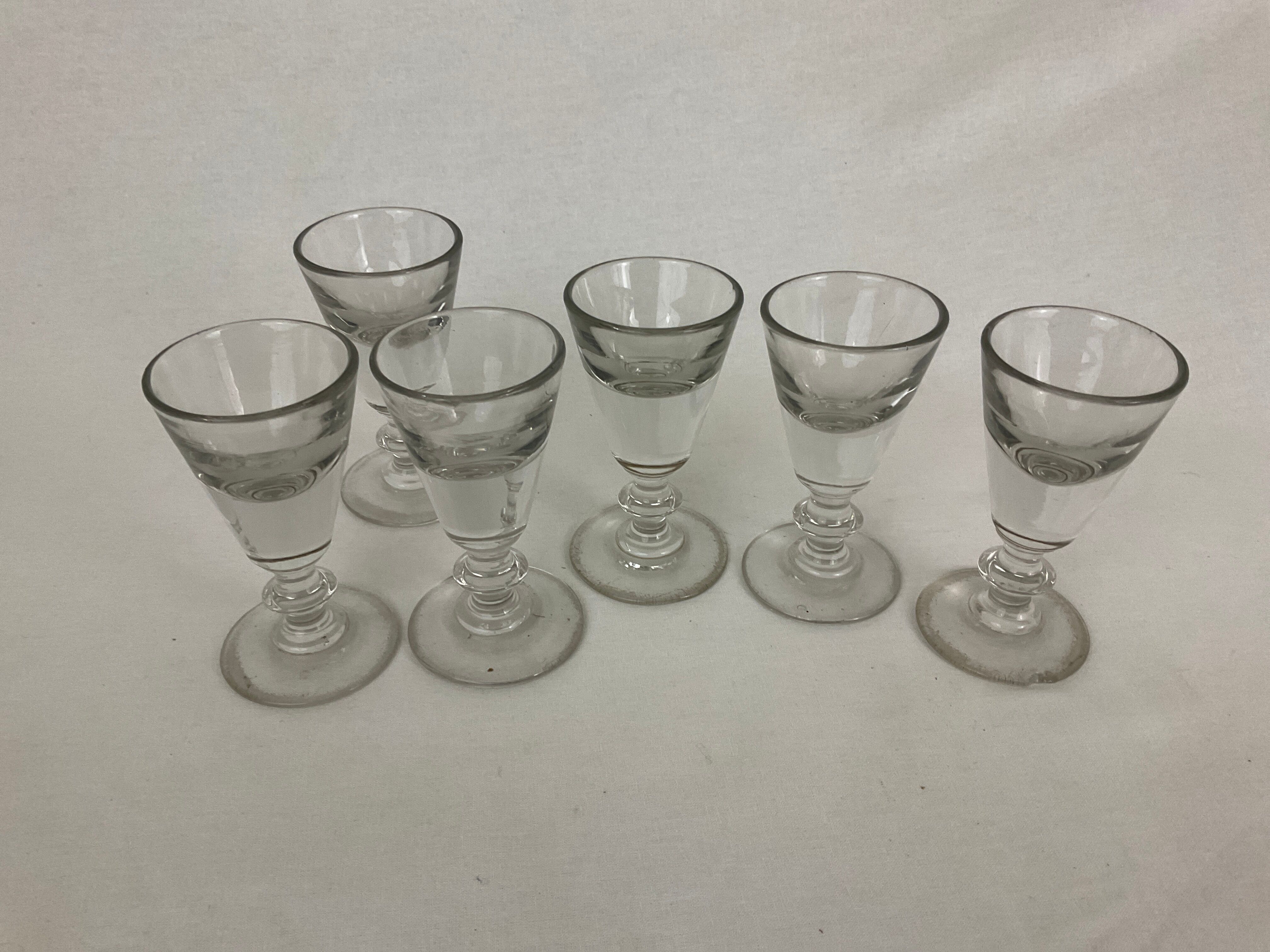 Set of 6 glasses thick ass bar bistro antique vintage