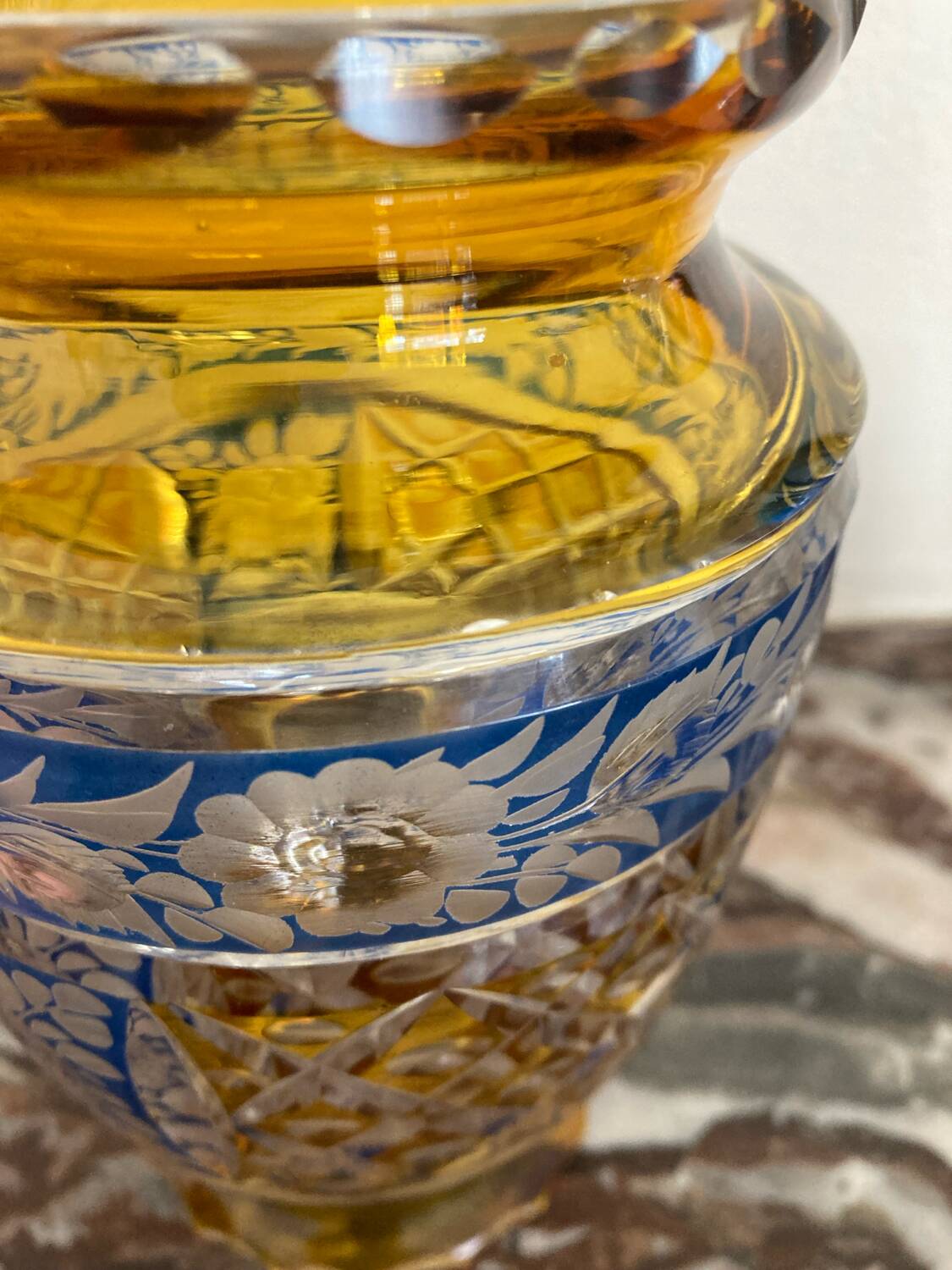 Art Deco polychrome crystal vase