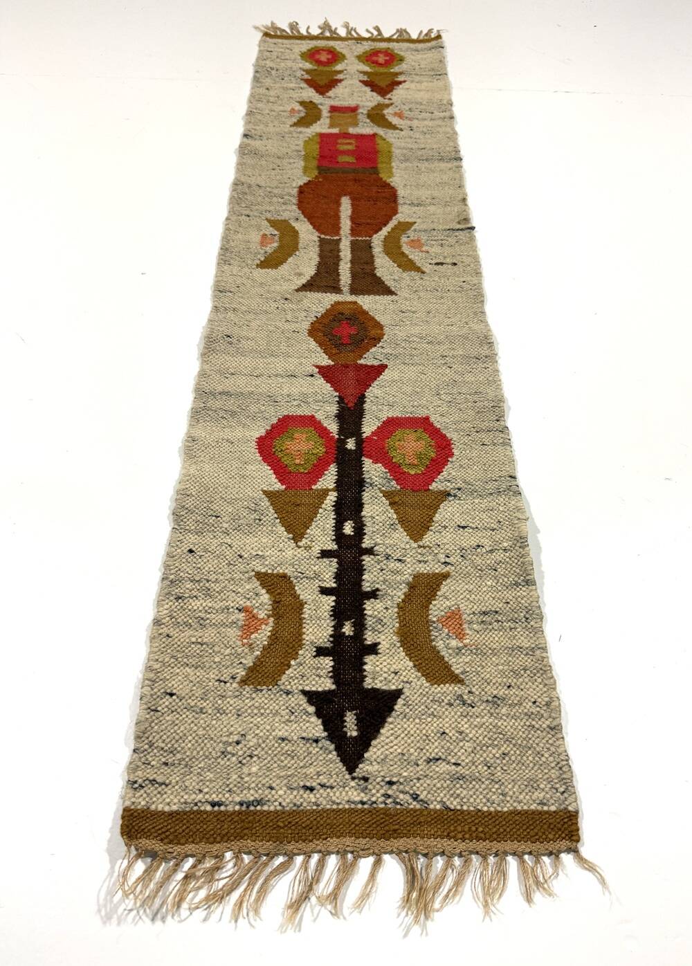 Woolen kelim wall hanging table runner Poland 1970’s