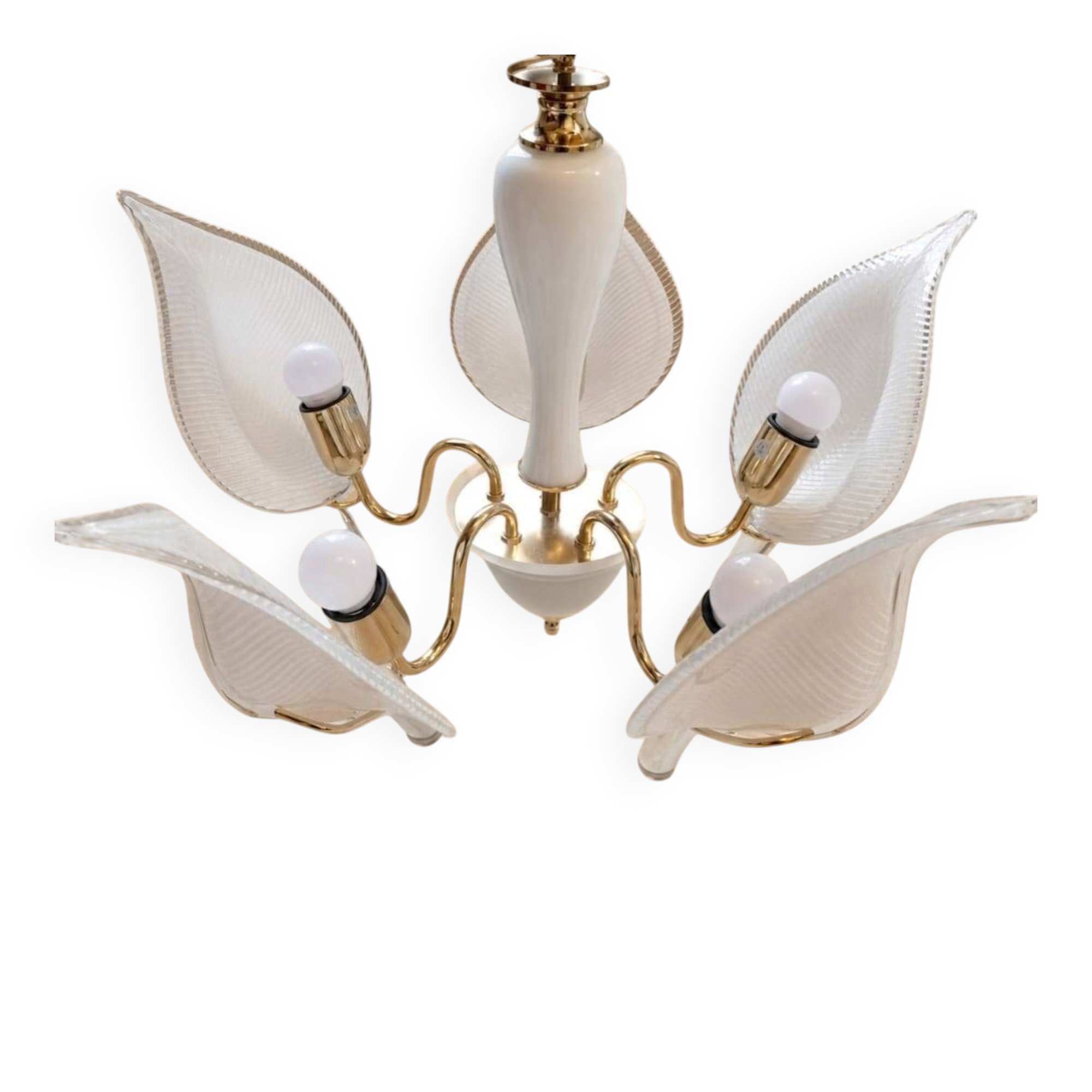 Vintage 1970s Franco Luce Murano Glass Ceiling Chandelier Made in Italy