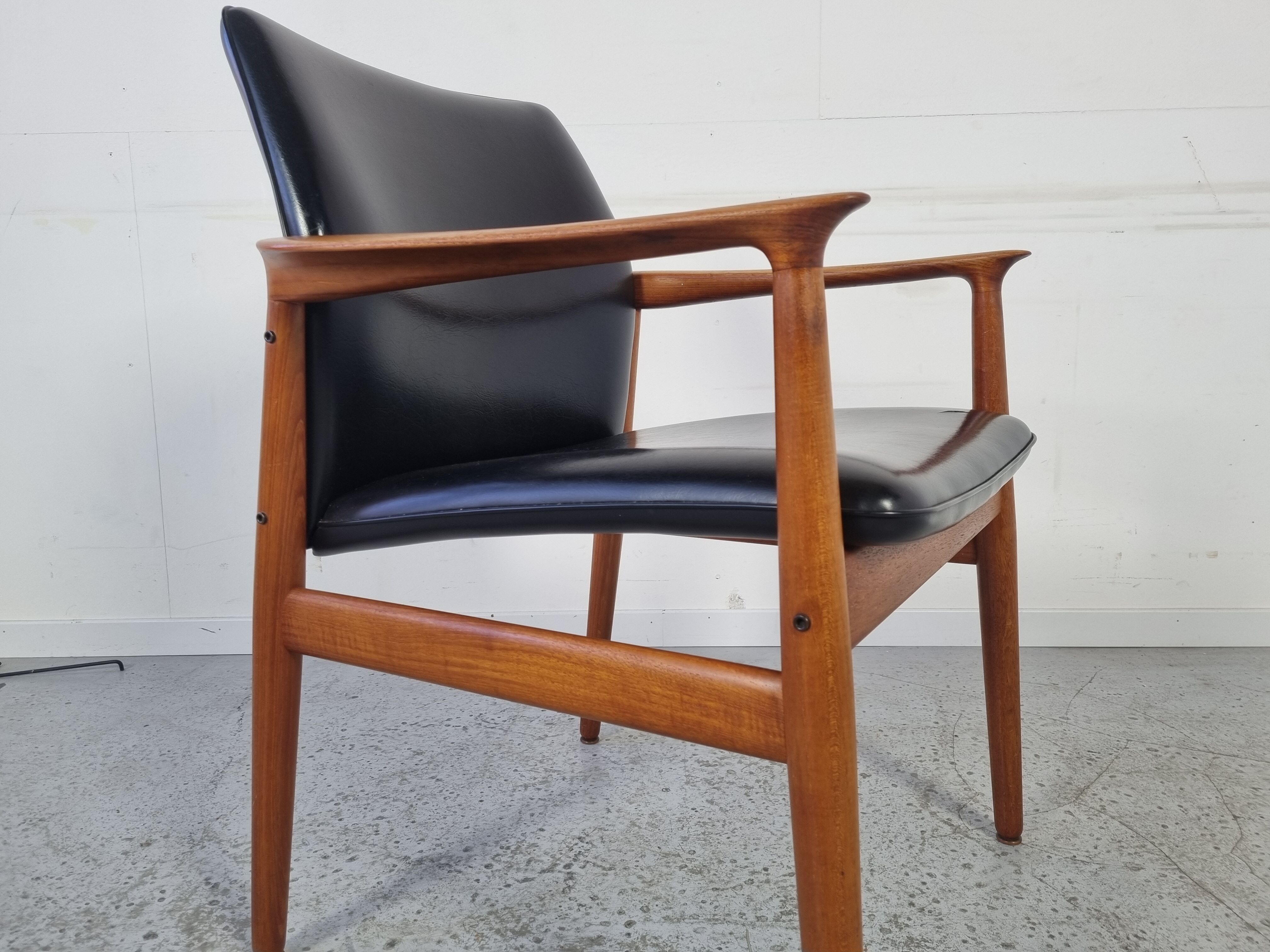 Teak and Skai office chair from Grete Jalk for Glostrup, 60s