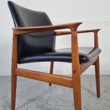 Teak and Skai office chair from Grete Jalk for Glostrup, 60s