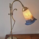 Art Nouveau style lamp - Brass and glass paste - 1920s period
