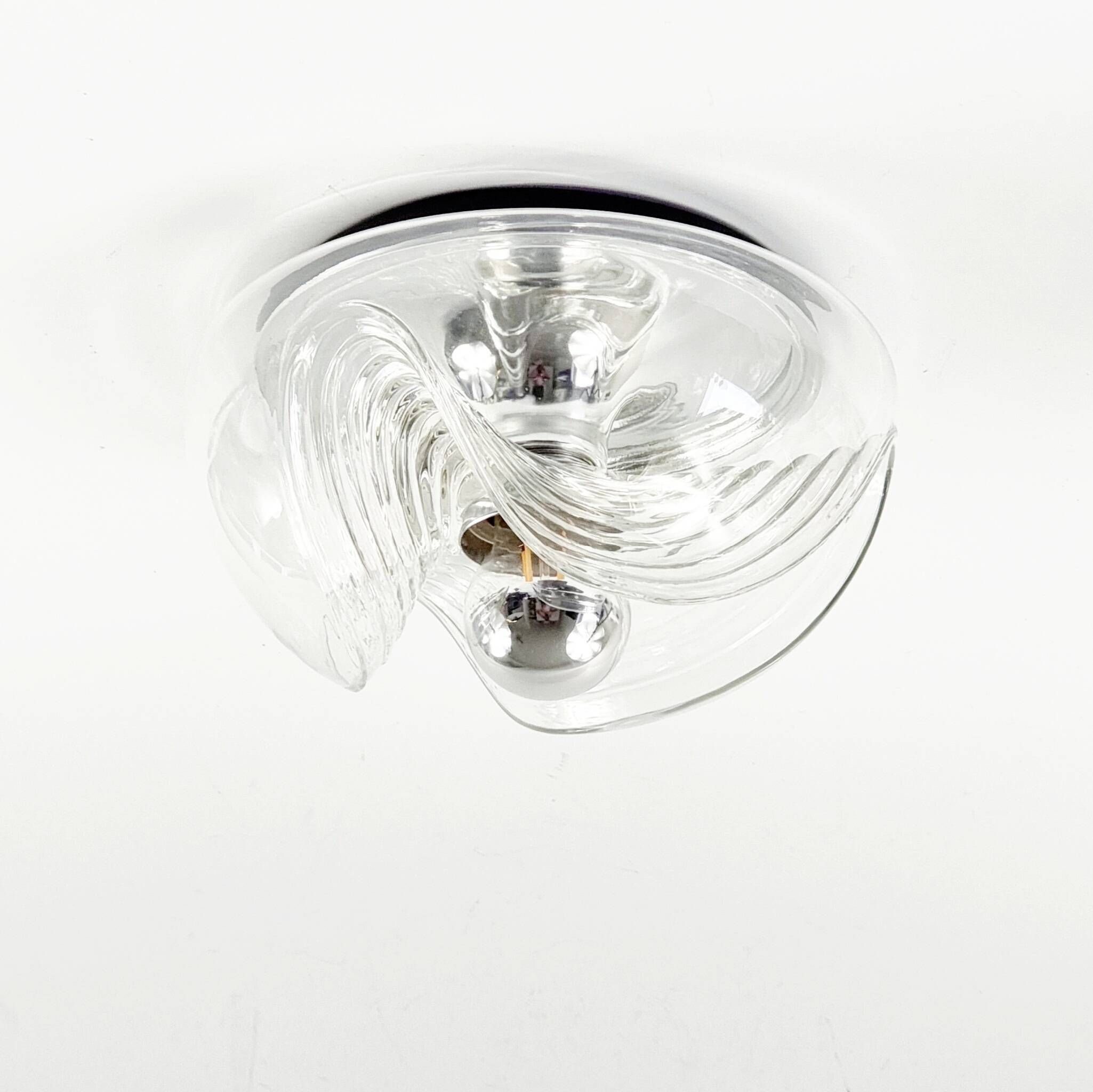Large Mid-Century Modern Wave Flush Mount by Koch & Lowy for Peill & Putzler, Germany, 1960s/1970s