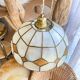 Vintage mother-of-pearl and vintage brass pendant light 1970