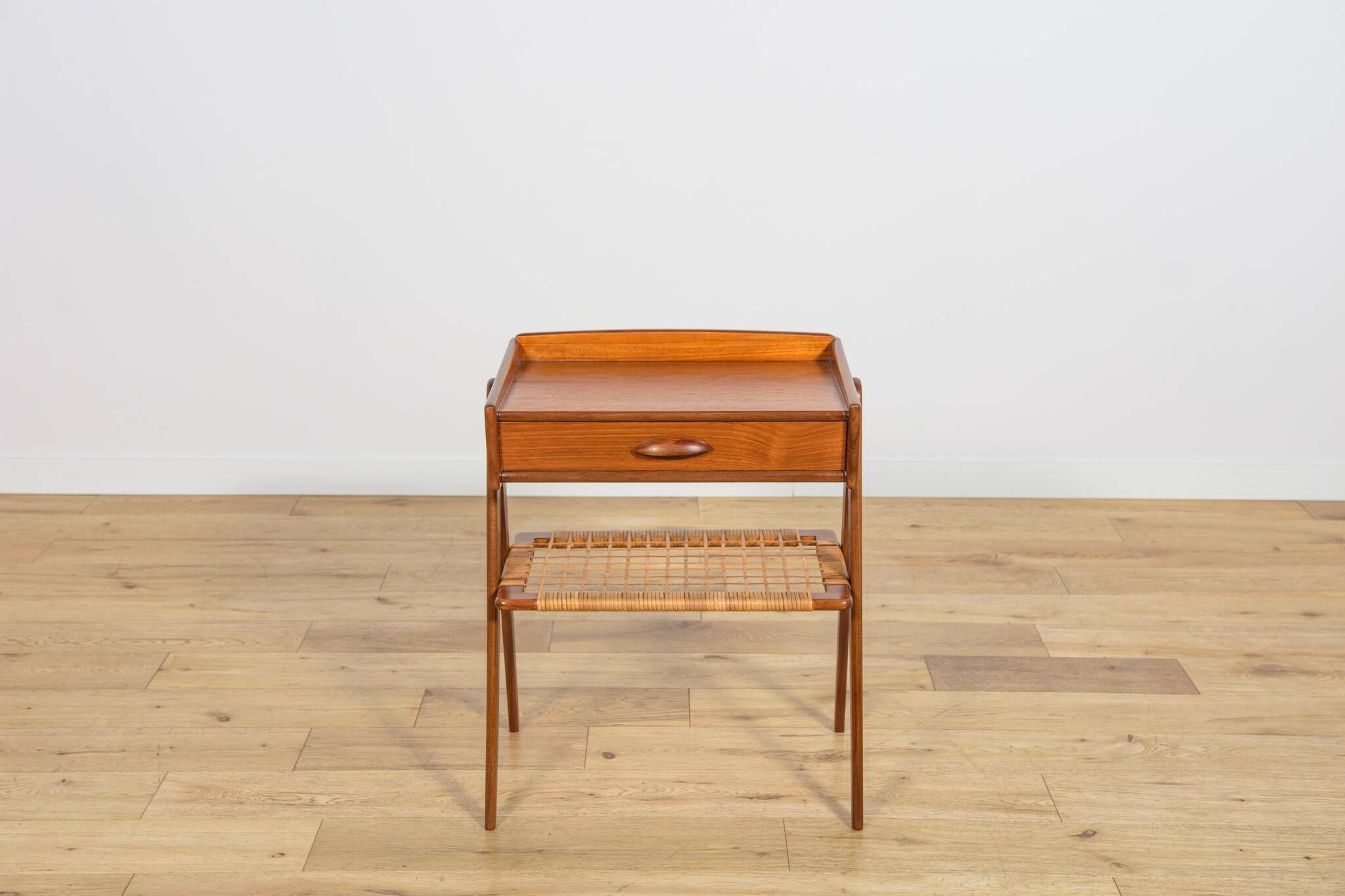 Mid-Century Teak and Rattan Nightstands by Søren Rasmussen, Denmark, 1960s,