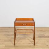 Mid-Century Teak and Rattan Nightstands by Søren Rasmussen, Denmark, 1960s,