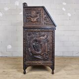 Antique 19th-century Chinese secretary with dragon woodcarving