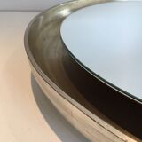 Silver mirror in curved wood 66.5 x 66.5 cm
