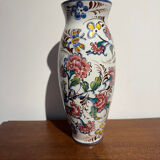 Glazed earthenware vase – floral and bird decoration –