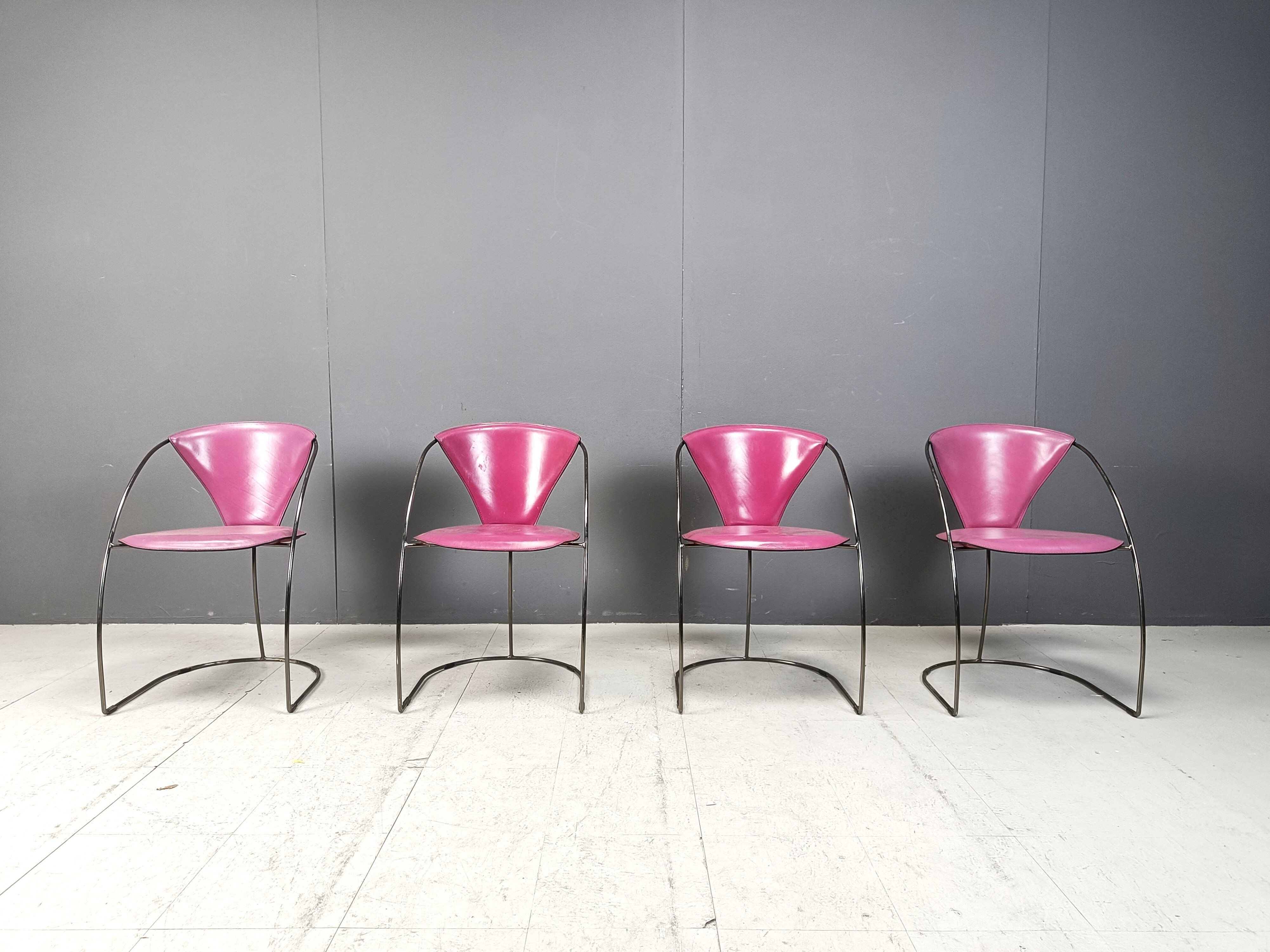 Vintage pink 'Linda' dining chairs by Arrben, 1980s - set of 4