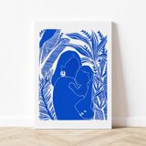 Original linocut, Woman with child