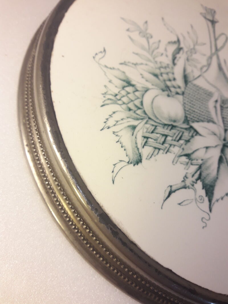Coaster 21,8cm earthenware mounted on metal