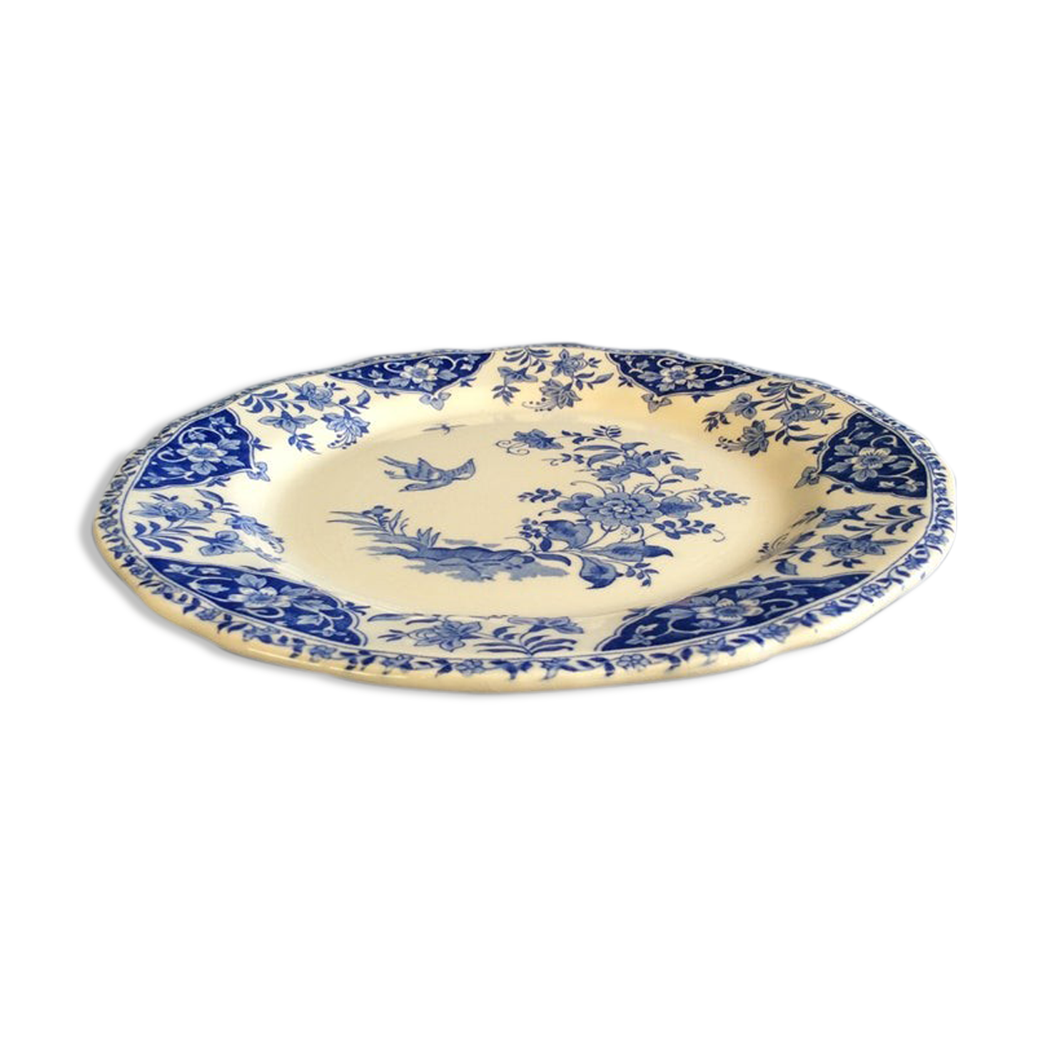 Gien greenware dish by Delft motif