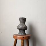 Handcrafted terracotta ceramic vase with brutalist enamel