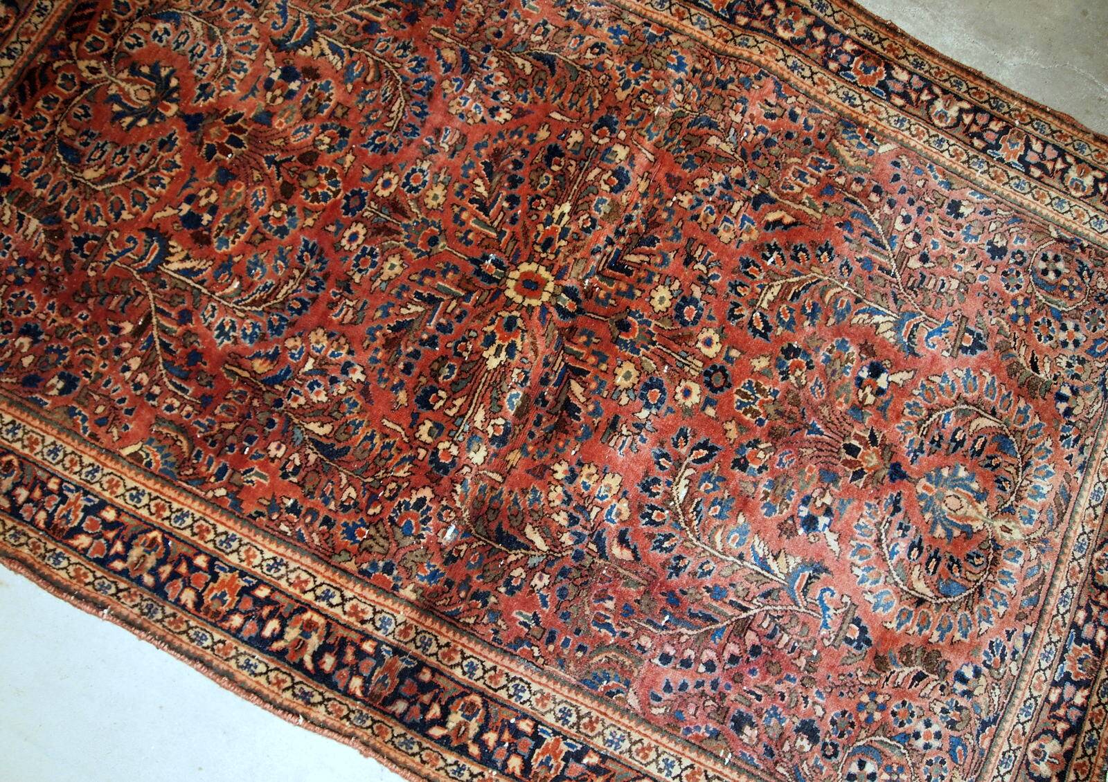 Handmade antique Persian Sarouk rug  x 161cm 1920s - 1B742