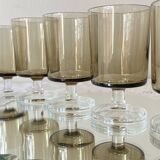 6 vintage grey smoked glasses Luminarc model Sweden wine or water glasses