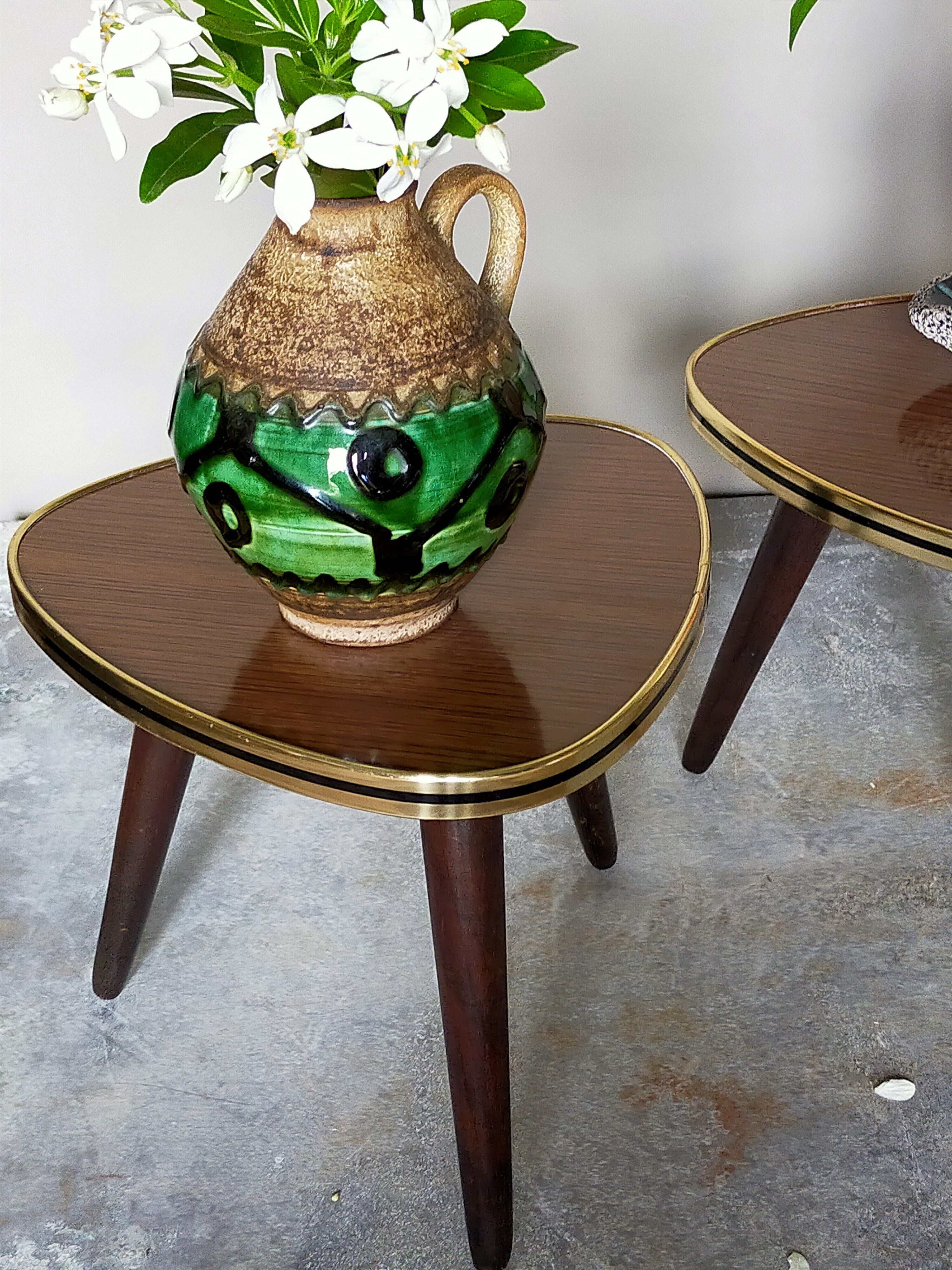 Pair of mini-seeded tripods 50s plant holder