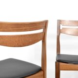 Set of 4 midcentury teak and leatherette chairs