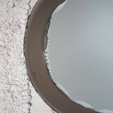 large mirror oval art deco a smoked mirror background and a mirror with beveled top 58x81cm
