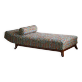 Art Deco daybed, reupholstered in vintage fabric, Danish cabinetmaker, 1940s.