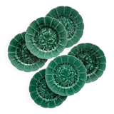 6 earthenware dessert plates in slip with vine leaves Sarreguemines