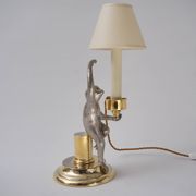Hauy Pouigo Monkey candlestick table lamp silver plated bronze 1970's Italy