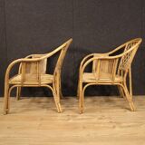 Pair of Italian wicker armchairs from the 60s
